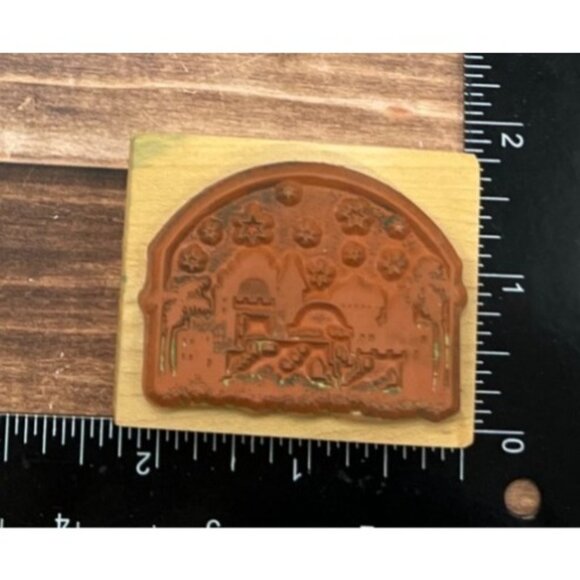 VERY RARE 1995 PSX D-1498 Bethlehem Religious Christmas WOOD MOUNTED RUBBER STAM - Picture 2 of 4